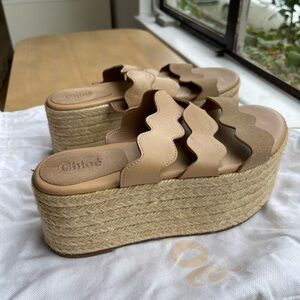 Chloe Suede + Leather Platform Espadrilles